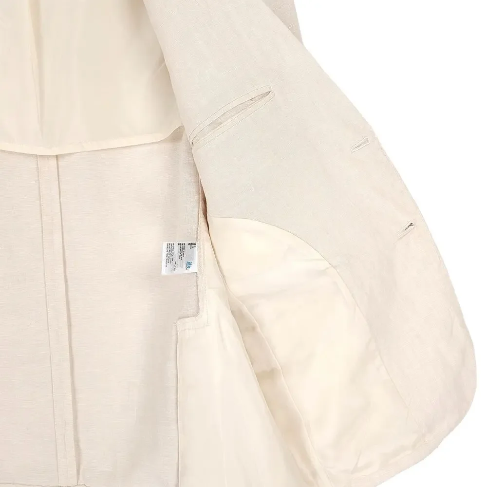 Club Room Luxury Mens Linen Sport Coat Blazer XL Natural Khaki Tan Solid NWT